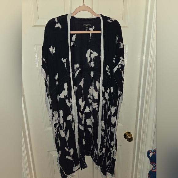 Karl Lagerfeld Sweaters - Karl Lagerfeld Navy and White Floral Cardigan